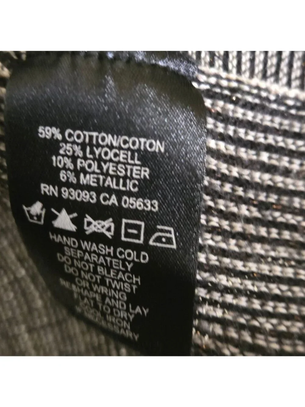 Nic + Zoe Y2K Open Front Gold Lurex Thread Black Crepe Trim Cardigan Size S